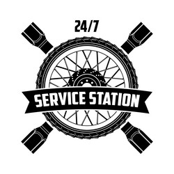 service station vintage label logo template Vector Image