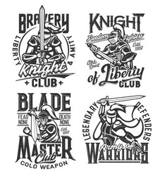 Tshirt prints with knight warriors sword vector