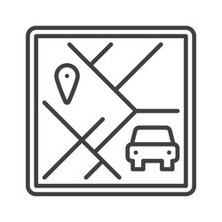 Car sharing map app concept line icon or symbol vector