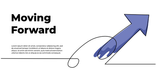 continuous line design of arrow pointing up one vector image