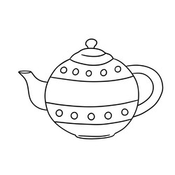 cute teapot outline icon line doodle vector