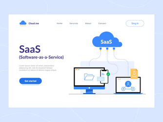 Saas or software as a service landing page first vector