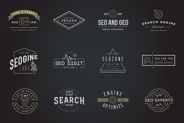 set of seo search engine optimisation elements vector image