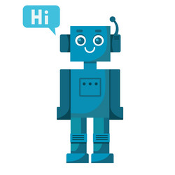 smiling chat bot character robot helping solve vector