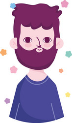 young bearded man character avatar in cartoon vector