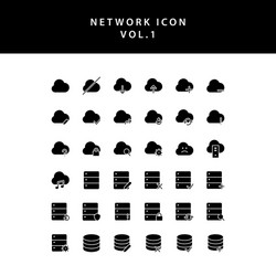 cloud computing network glyph style icon set vol1 vector image
