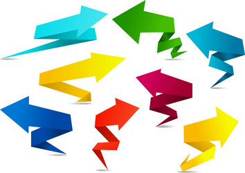 set of colorful folded origami arrows vector