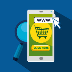 smartphone with arrow pointer cursor and search vector image