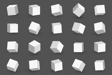 3d cubes in different perspective angles vector