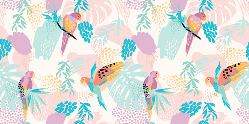 abstract art seamless pattern with parrots vector image