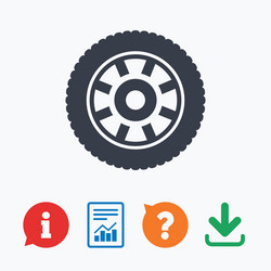 Car wheel sign icon circular transport component vector