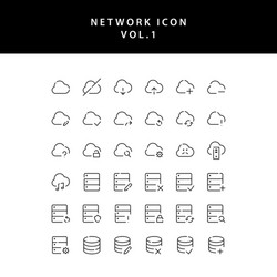 cloud computing network outline icon set vol1 vector image