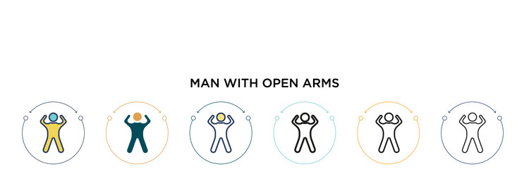 man with open arms icon in filled thin line vector image