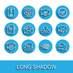 set line envelope setting drawer with document vector image