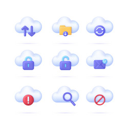 3d set of cloud computing icons vector image
