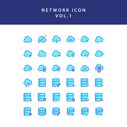 cloud computing network filled outline icon set vector image