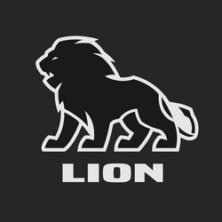 Monochrome Lion Logo - Regal Symbol Vector Image