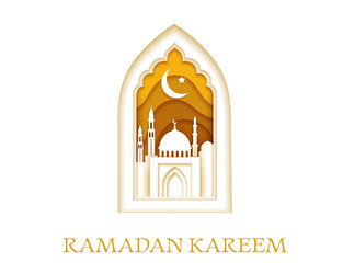 paper cut ramadan kareem greetings muslim mosque Vector Image