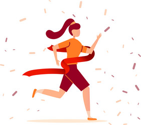 Young Woman Running Marathon Vector Image