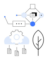 abstract workflow integration with cloud gear vector image