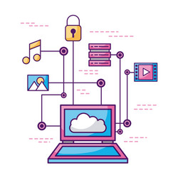 concept of cloud computing and protecting data vector image