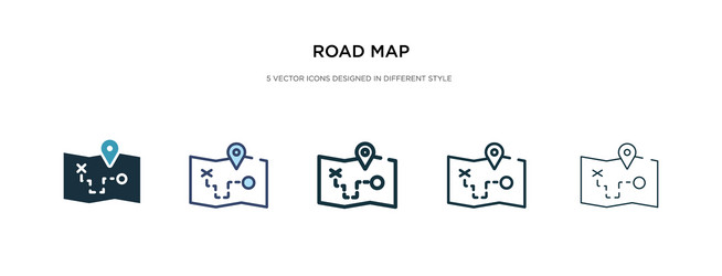 road map icon in different style two colored vector image