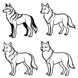 3d rendering of dynamic wolf silhouette line art vector image