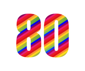 80 number rainbow style numeral digit colorful vector image
