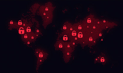 digital dark red background with warning ribbon vector image