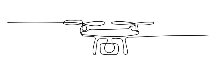 Flying Drone Shape - Continuous Line Art vector image