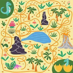 help dinosaur find path to nest labyrinth maze vector image