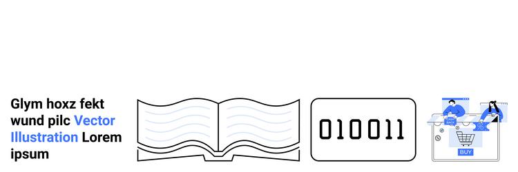 open book binary code and abstract infographic vector image
