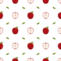 seamless pattern with apples fruit and its half vector image