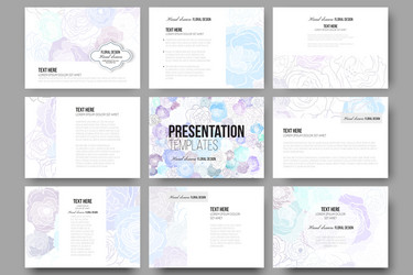 set of 9 templates for presentation slides hand vector image