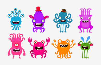 set of cheerful and terrible monsters ghosts Vector Image