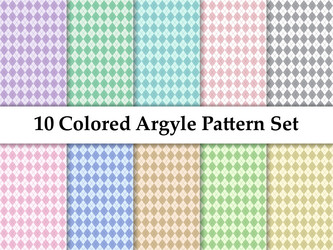 set of colored light argyle seamless pattern vector