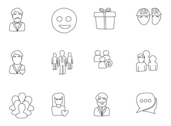 Social media hand drawn linear icons vector