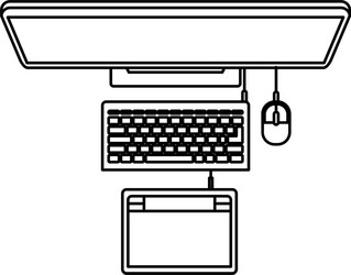 desktop computer and digitizer tablet connection vector image
