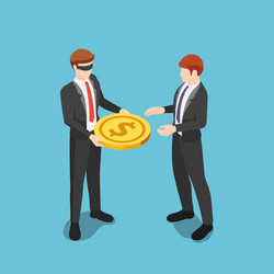 isometric blindfolded businessman giving money vector