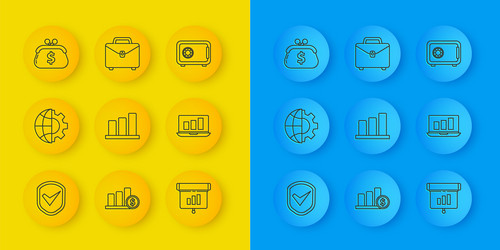 set line shield with check mark globe vector image