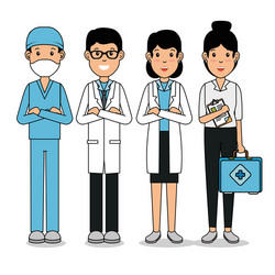 medical center professional team cartoon vector