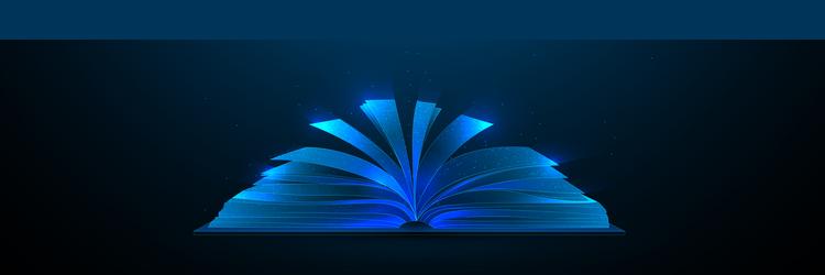 Open book side view with shining pages magic vector