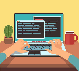 Programmer Working on Laptop vector image