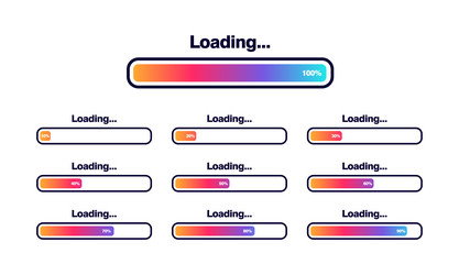 set of loading bar progress visualization vector image