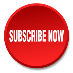 subscribe now red round flat isolated push button vector image
