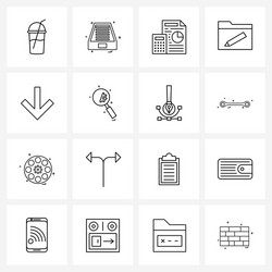 ui set 16 basic line icons download arrow vector image