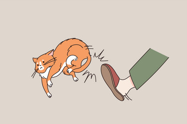 aggressive cat owner kick out pet from home vector