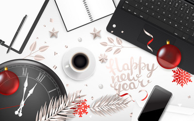 office objects with christmas accessory different vector image