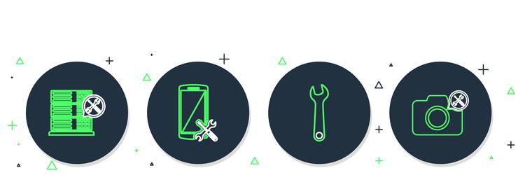 set line smartphone service wrench database vector image