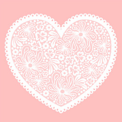 white lacy heart on pink background vector